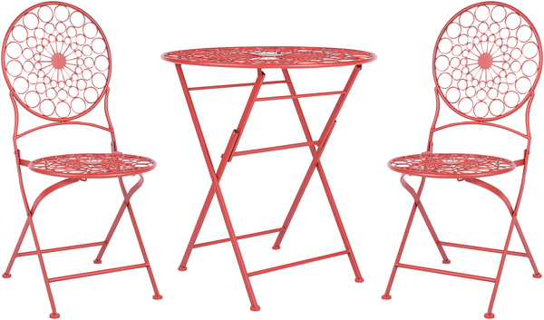 Beliani 'Scario' Bistro-Set, 3-teilig, Tisch + 2x Stuhl, Metall, Rot