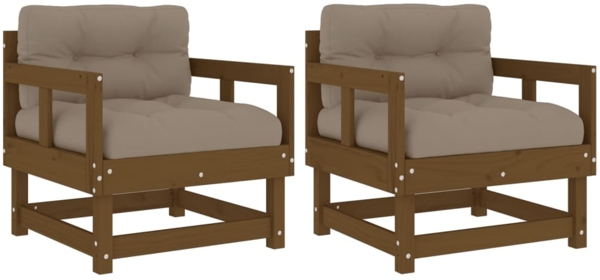 vidaXL Gartenstühle mit Kissen 2 Stk. Honigbraun Massivholz Kiefer 825446