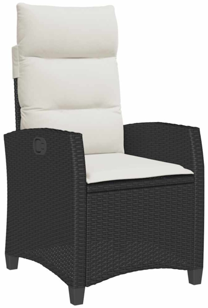 vidaXL Gartensessel mit Beistelltisch Verstellbar Schwarz Poly Rattan 4108270