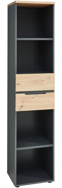 Regal Melanie / Memphis, Holzwerkstoff, Grau, Schwarz, Holzfarben, 45 x 197 x 38 cm