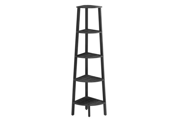 Vasagle Eckregal, Bücherregal mit 5 Ebenen, Leiterregal, Aufbewahrungsregal, Pflanzenregal für Wohnzimmer, Industrial-Design, mit Stahlrahmen, anthrazitgrau-mattschwarz LLSDE035B02