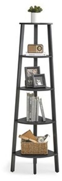 Vasagle Eckregal, Bücherregal mit 5 Ebenen, Leiterregal, Aufbewahrungsregal, Pflanzenregal für Wohnzimmer, Industrial-Design, mit Stahlrahmen, anthrazitgrau-mattschwarz LLSDE035B02 Bild 6