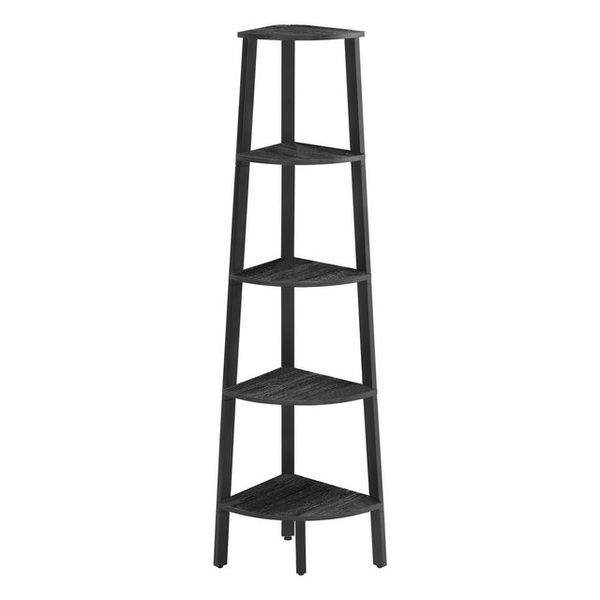 Vasagle Eckregal, Bücherregal mit 5 Ebenen, Leiterregal, Aufbewahrungsregal, Pflanzenregal für Wohnzimmer, Industrial-Design, mit Stahlrahmen, anthrazitgrau-mattschwarz LLSDE035B02 Bild 4