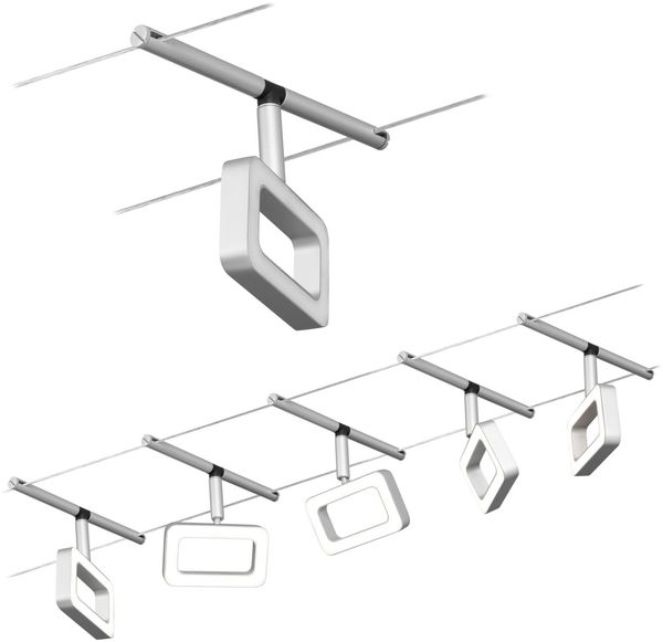 Paulmann No. 94481 LED Seilsystem Frame Basisset 5 Spots 3000K Chrom matt
