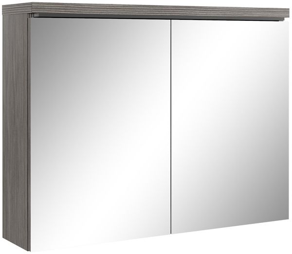 Badplaats Spiegelschrank Paso 80x60 cm Grau Eiche - Badezimmerschrank mit Spiegel und 2 Türen