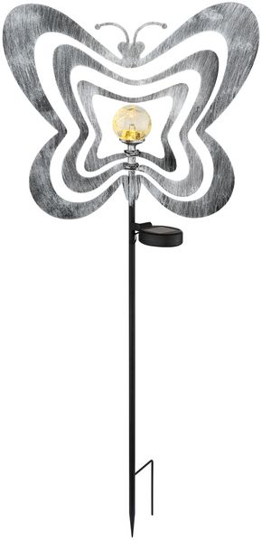 LED Solar Gartenstecker mit drehbaren Schmetterlingen in Silber-Grau, Höhe 83cm Bild 8