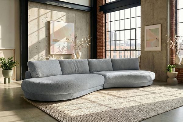KAWOLA Big Sofa PADANA Stoff grau 86 x 166 x 410 cm