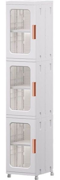TUWENA Badkommode 3/4 Etage Badezimmerschrank, Schmal Badschrank Hochschrank mit Rädern, Schrank Toilettenpapier, Platzspare Kunststoffschrank, Beistellschrank