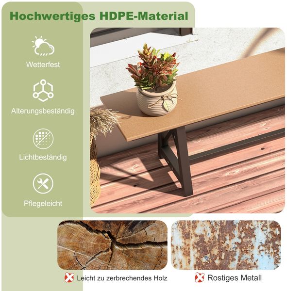 Gartenbank wetterfest 3-Sitzer Sitzbank bis 500 kg belastbar 183 x 35 x 41,5 cm Braun