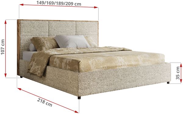 Premium Polsterbett LERIO CLASSIC 200 x 200 cm mit Stauraum, gepolstertem Kopfteil, Gasdruckfedern & Lattenrost - Modernes Design, Inkl. Lattenrost Multipocket Matratze - Beige Strukture - ELORI LUX Bild 4