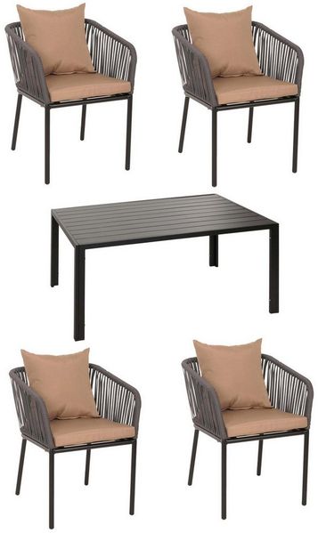 MCW Sitzgruppe MCW-N41-4, (Set, 5-tlg, 5-teilig), Witterungsbeständig und besonders pflegeleicht