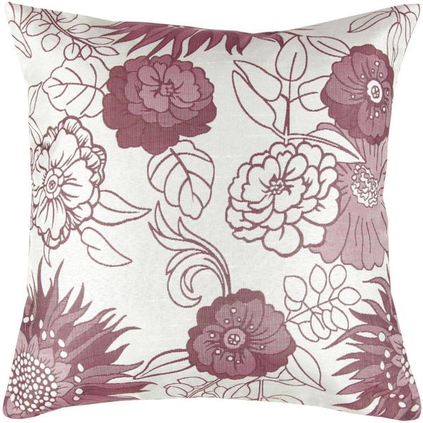 Arsvita Kissenhülle 40x40xcm Blumenmuster (Silbergrau - Bordeaux)