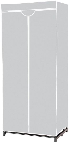 Stoff Kleiderschrank mit Kleiderstange & Ablage Stoffschrank Faltschrank Stoffkleiderschrank Grau