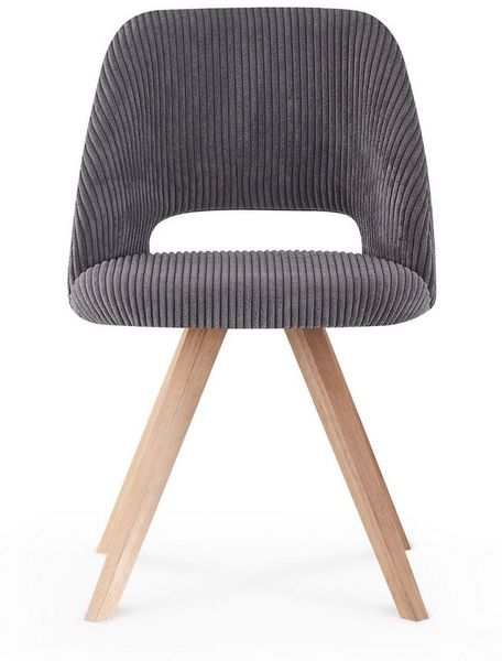 B&D home Esszimmerstuhl MARY 2er Set | Cord Küchenstuhl Polsterstuhl für Küche, Esszimmer, Büro | modern landhaus | Anthrazit