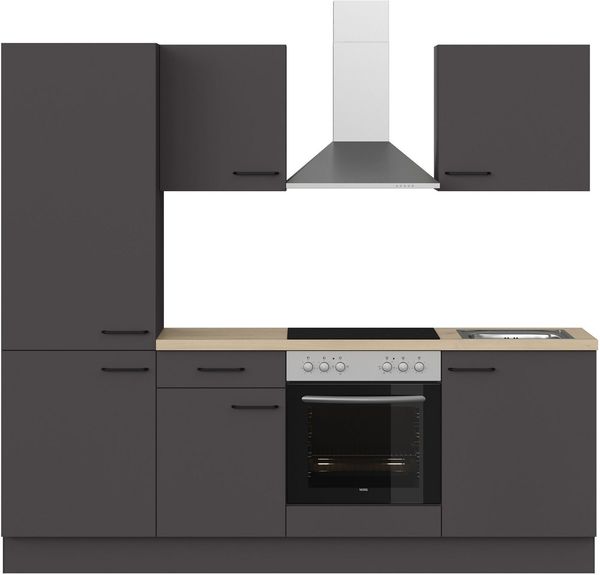IMPULS KÜCHEN Küchenzeile "Tirana", Ausrichtung wählbar, Schubkästen mit Soft-Close, vormontiert, wahlweise mit E-Geräten, mit Vollauszug, Breite 230 cm