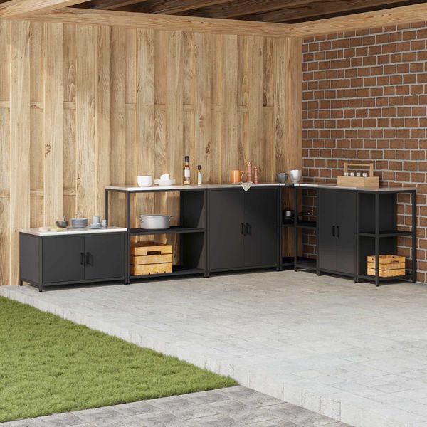vidaXL Küchenaufbewahrung HATTEM Schwarz 90 x 50 x 92 cm Stahl 874954