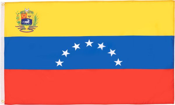 AZ FLAG - Flagge Venezuela Alt Mit Wappenschild - 150x90 cm - Venezuela Fahne 100% Polyester mit Messing-Ösen - 110g