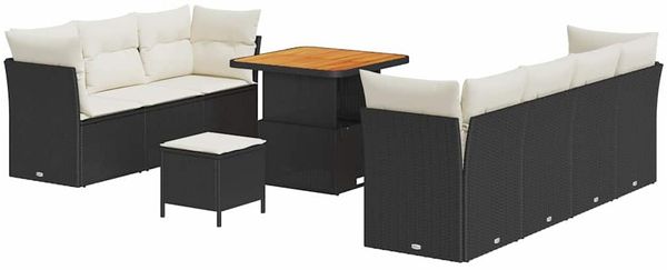 vidaXL Garten-Sofa-Set mit Kissen 10 pcs Schwarz und Creme 3363395 Bild 2