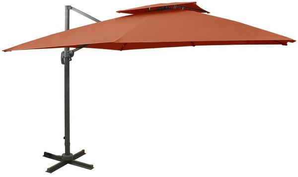 Sonnenschirm, Ampelschirm, Gartenschirm mit Lüftung 300x300 cm Terrakotta
