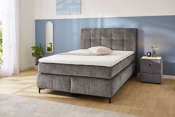 Jockenhöfer 'Beatrice' Boxspringbett, 140x200 cm, Chenille Grau