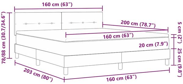 vidaXL Boxspringbett mit Kissen Hellgrau 160 x 200 cm Stoff 3338930 Bild 12