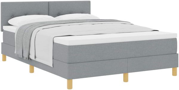 vidaXL Boxspringbett mit Kissen Hellgrau 160 x 200 cm Stoff 3338930 Bild 2