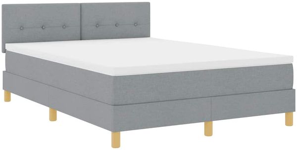 vidaXL Boxspringbett mit Kissen Hellgrau 160 x 200 cm Stoff 3338930 Bild 4