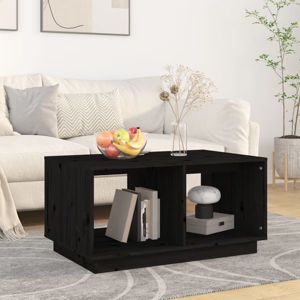 vidaXL Couchtisch Schwarz 80 x 50 x 40 cm Massivholz Kiefer [814438]