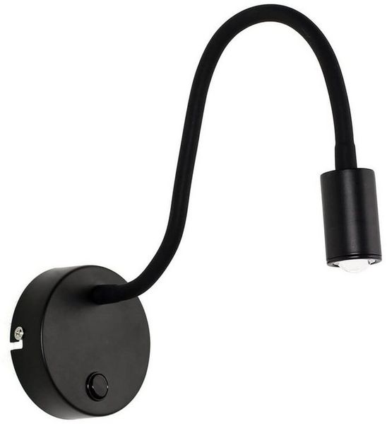 Licht-Erlebnisse Wandleuchte LAGOS, LED fest integriert, Warmweiß, LED Wandlampe Schwarz Metall flexibler Arm mit Schalter Leuchte