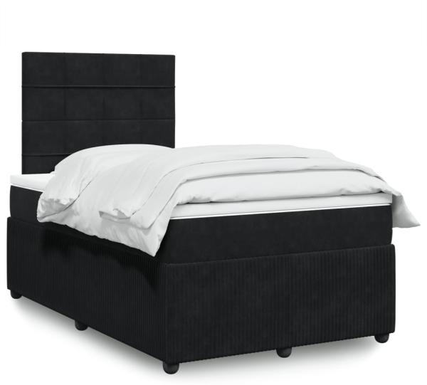 vidaXL Boxspringbett mit Matratze Schwarz 120x190 cm Samt 3292288