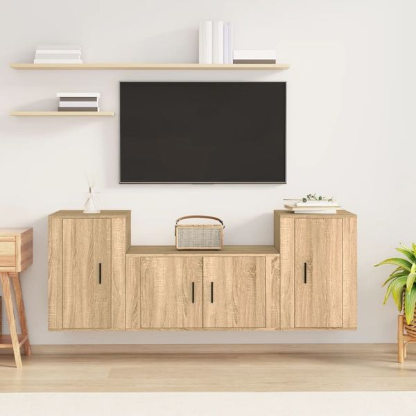vidaXL 3-tlg. TV-Schrank-Set Sonoma-Eiche Holzwerkstoff 3188505