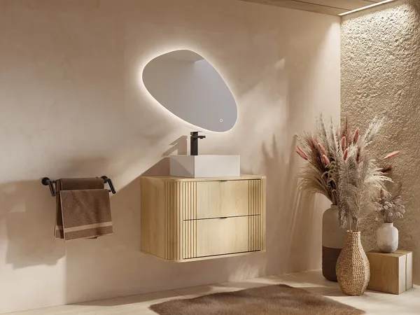 Vente-unique - FILOR Badmöbel-Set Holz, Platte Beige - B 46 cm x H 57 cm x L 80 cm