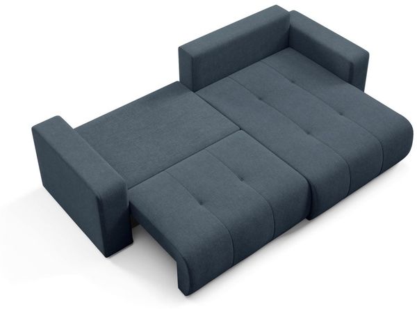 Ecksofa Sofa mit Schlaffunktion AUGUSTO in Stoff Wind Dunkelblau Ottomane Rechts Bild 2