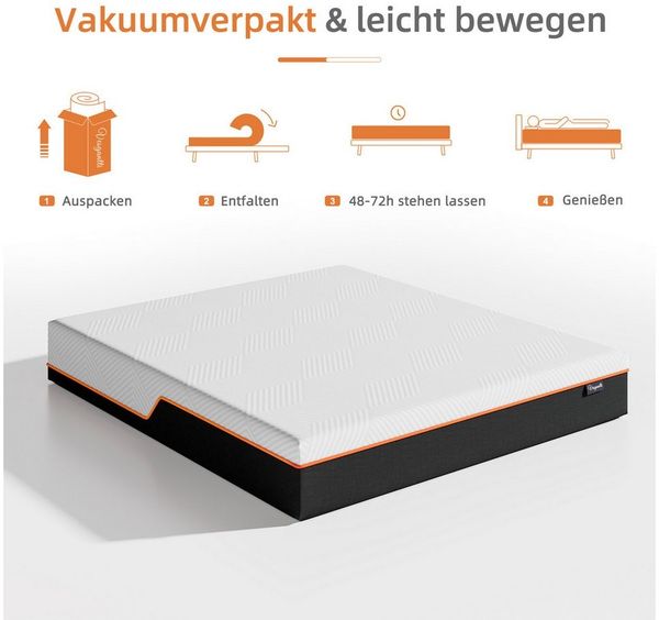 Hybridschaum-Matratze Kaltschaummatratze ergonomische 7-Zonen Matratze atmungsaktiv, Vesgantti, mit Abnehmbarer Bezug, Härtegrad H2 & H3, verschiedene Größen