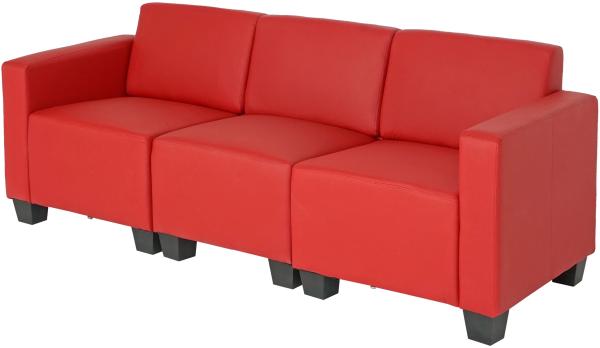 Modular 3-Sitzer Sofa Couch Lyon, Kunstleder ~ rot