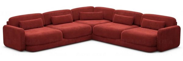 Ecksofa Valencia L Form aus Samtstoff - Samtstoff - rot