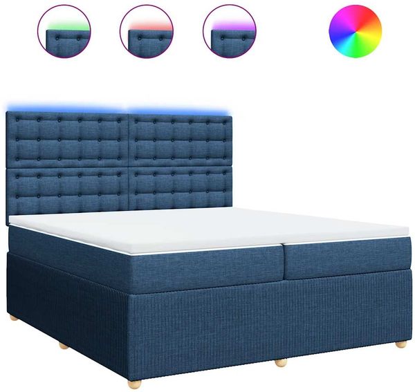 vidaXL Boxspringbett mit Matratze Blau 200x200 cm Stoff 3294483 Bild 2