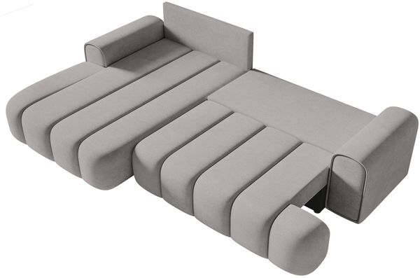 Selsey 'Dandelino' Ecksofa mit Schlaffunktion, Stauraum und Samtbezug, grau, links, 80 x 275 x 168 cm Bild 4