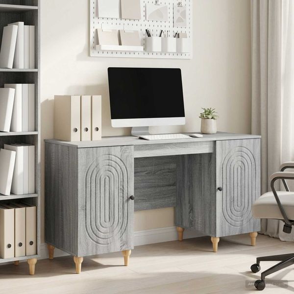 vidaXL Schreibtisch Graues Sonoma 142,5 x 50 x 75 cm Holzwerkstoff 3414582