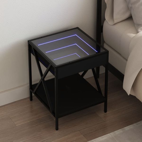 vidaXL Nachttisch mit Infinity-LED Schwarz 40x40x49 cm 3284096