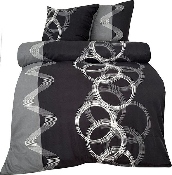 One Home Bettwäsche Winter Fleece, Fleece, 4 teilig, modern und Kreise, kuschelig flauschig warm weich Winter Normalgröße