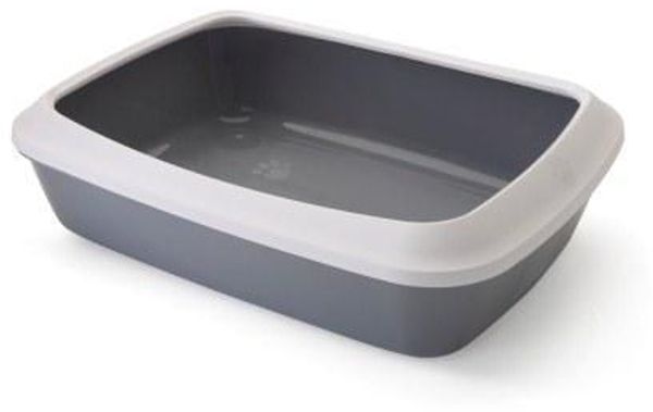 Nobby Katzentoilette Iriz mit Rand grau-weiß 50 x 36,5 x 11,5 cm