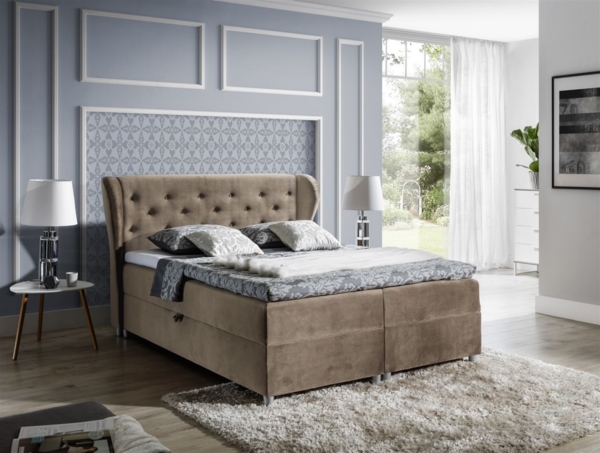Boxspringbett ARIANNA 160x200 cm Stoff Hellbraun