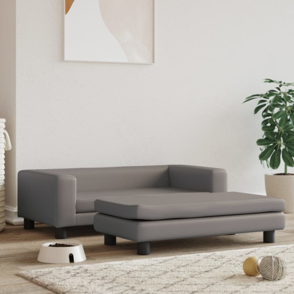 vidaXL Hundebett mit Verlängerung Grau 100x50x30 cm Kunstleder