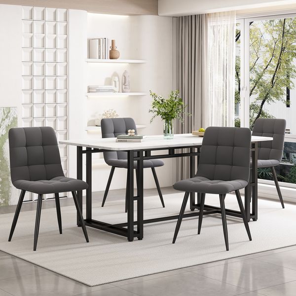 140x80cm Leichter Luxus Esstisch,(1-St), Gestell aus Metall Rechteckiger Esstisch aus Moderner Küchentisch mit Metallbeinen für Esszimmer Wohnzimmer,Schwarze Tischbeine