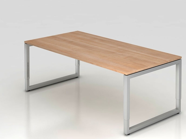Schreibtisch RS2E O-Fuß eckig 200x100cm Weiß Gestellfarbe: Silber Bild 2