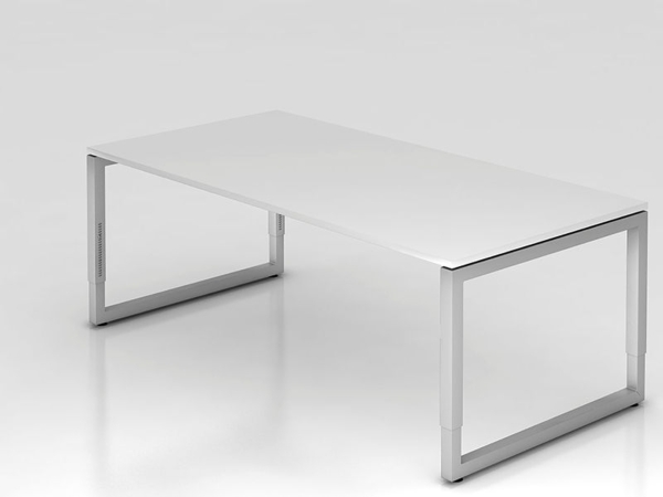 Schreibtisch RS2E O-Fuß eckig 200x100cm Weiß Gestellfarbe: Silber Bild 3