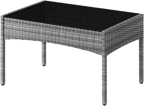 STEELSØN 'Thalora' Gartentisch, grau-meliert/anthrazit, 39x41x71 cm, aus Polyrattan mit Glasplatte