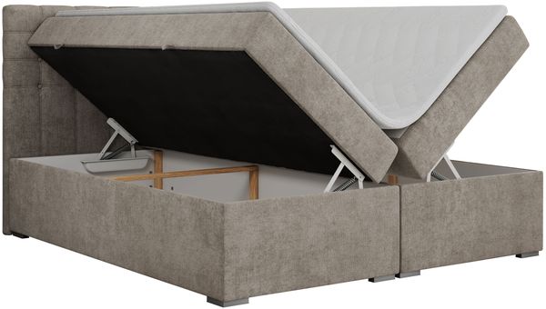 Boxspringbett, Deko Bed mit Matratze und Topper - SUSAN - 160x200cm - Beige Stoff - H4 Bild 4