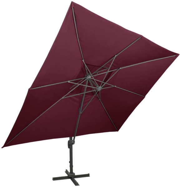 vidaXL Ampelschirm mit Doppeldach Bordeauxrot 400 x 300 cm 312381